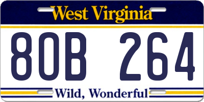 WV license plate 8OB264