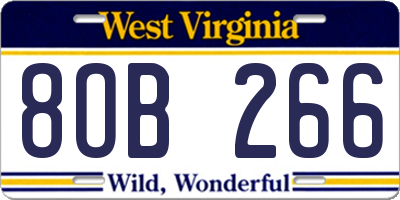 WV license plate 8OB266