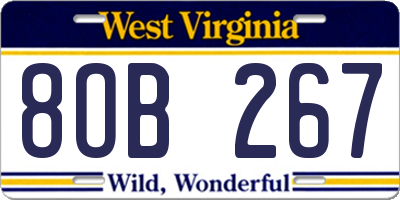 WV license plate 8OB267