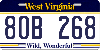WV license plate 8OB268