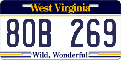 WV license plate 8OB269