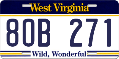 WV license plate 8OB271