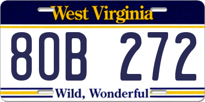 WV license plate 8OB272