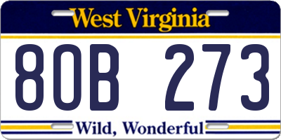 WV license plate 8OB273