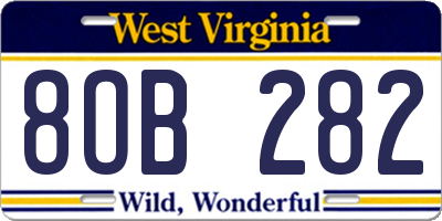 WV license plate 8OB282
