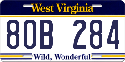 WV license plate 8OB284