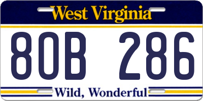 WV license plate 8OB286