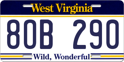 WV license plate 8OB290
