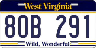 WV license plate 8OB291
