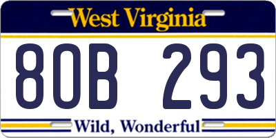 WV license plate 8OB293