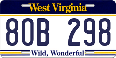 WV license plate 8OB298
