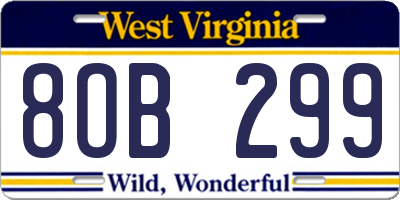 WV license plate 8OB299