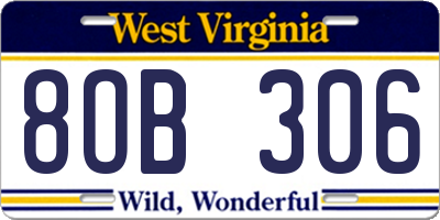 WV license plate 8OB306
