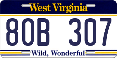 WV license plate 8OB307