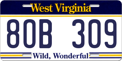 WV license plate 8OB309