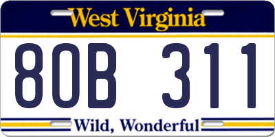 WV license plate 8OB311