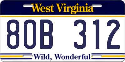 WV license plate 8OB312