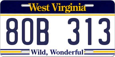 WV license plate 8OB313