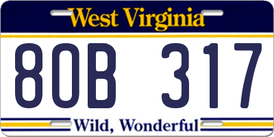 WV license plate 8OB317