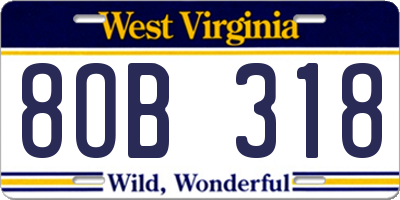 WV license plate 8OB318