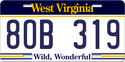 WV license plate 8OB319