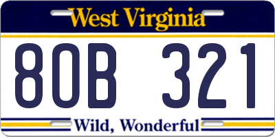 WV license plate 8OB321