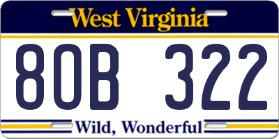 WV license plate 8OB322