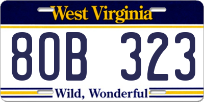 WV license plate 8OB323