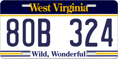 WV license plate 8OB324