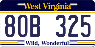WV license plate 8OB325