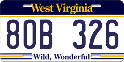 WV license plate 8OB326