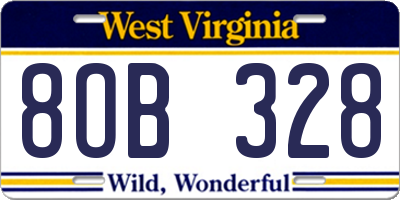 WV license plate 8OB328