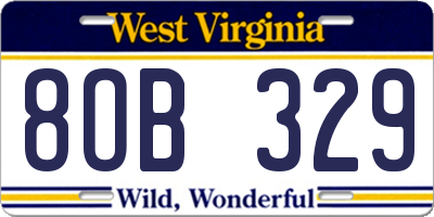 WV license plate 8OB329