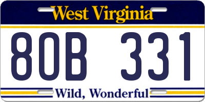 WV license plate 8OB331