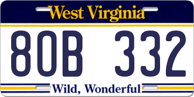 WV license plate 8OB332