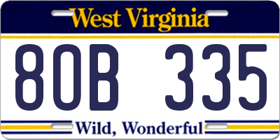 WV license plate 8OB335