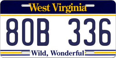 WV license plate 8OB336