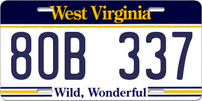 WV license plate 8OB337