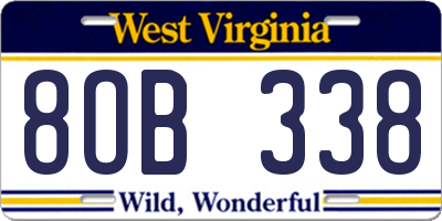 WV license plate 8OB338