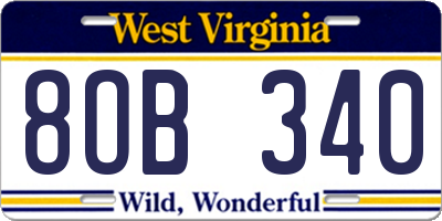 WV license plate 8OB340