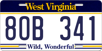 WV license plate 8OB341