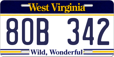 WV license plate 8OB342