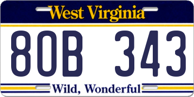 WV license plate 8OB343