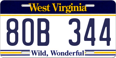 WV license plate 8OB344