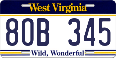 WV license plate 8OB345