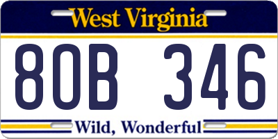 WV license plate 8OB346