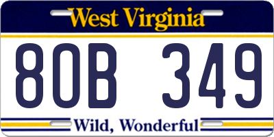 WV license plate 8OB349