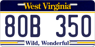 WV license plate 8OB350