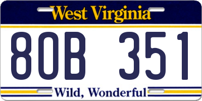 WV license plate 8OB351