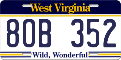 WV license plate 8OB352